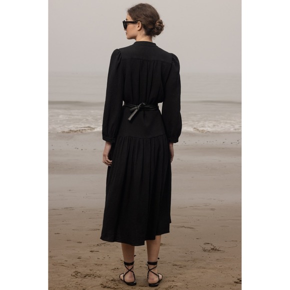 Heidi Merrick Womens Barcelona Black Gauze Midi Dress Sz XL NWT‎ $425 Minimalist - Picture 4 of 12